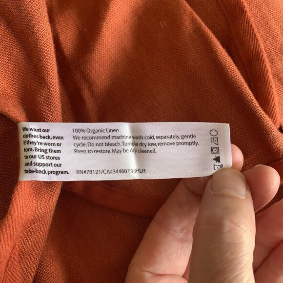 Eileen Fisher XS Rust Orange Duster Jacket Organic Cotton Open Front Long - Picture 9 of 9